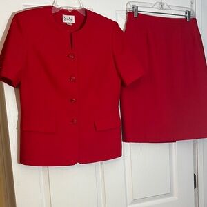 Elegant Red Skirt Set by Emily